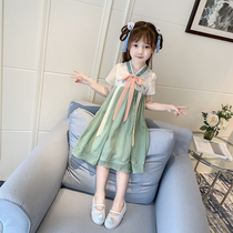 Childrens Hanfu womens summer high-end original Chinese style female baby Tang dress Super fairy childrens ancient summer dress