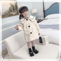 The girls woolen coat 2021 Winter new foreign style light and thin long winter dress childrens woolen coat