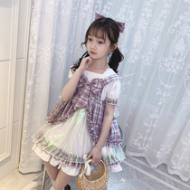 Girls Lolita dress summer new 2021 bubble sleeve foreign skirt children princess dress Academy style