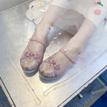 Girls Hanfu shoes soft soles 2021 Spring and Autumn new little girl cloth shoes butterfly flowers Chinese style children embroidered shoes