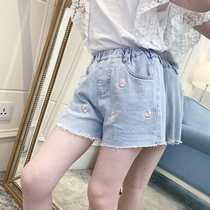 Girls summer denim shorts cloud 2021 New Fashion loose light color five-point pants high waist children hot pants summer