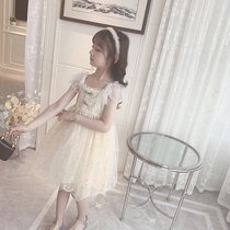 Princess dress girl summer dress 2021 new fashion girl small flower skirt bubble sleeve children puffy dress