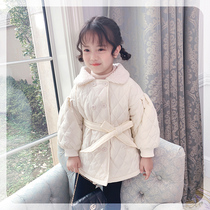 Ran Ran girl small fragrant wind cotton jacket winter 2021 new cotton clothes Diamond thick childrens cotton clothes autumn and winter