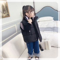 The girls vest jacket 2021 autumn and winter New wear horse clip thick warm down cotton childrens winter clothes