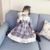 Girls lolita Princess Dress 2021 New Autumn Girls lolita Skirt Autumn Children Plaid Dress