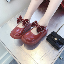 Girls Princess shoes 2021 Spring and Autumn new soft bottom girl shoes red bow small children retro shoes