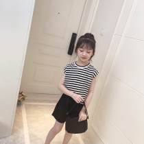 Girls Summer Set 2021 New Korean Fashion Kids Sleeveless Vest Stripe Childrens Summer Two-piece Summer