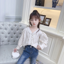 Childrens shirt spring and autumn 2021 New Korean fashion little girl top cute lace girl coat