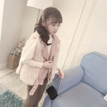 The girls vest autumn and winter 2021 new fur jacket foreign style plus velvet wear winter childrens horse clip
