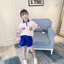 Girls sportswear 2021 New Fashion football match sisters National style T-shirt childrens summer two-piece set