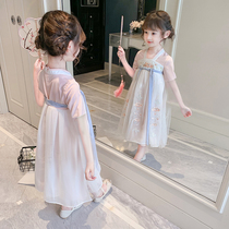 Hanfu Girls summer dress Tang dress Spring and autumn dress Super Fairy Chinese style kimono dress Ancient spring childrens dress Female summer