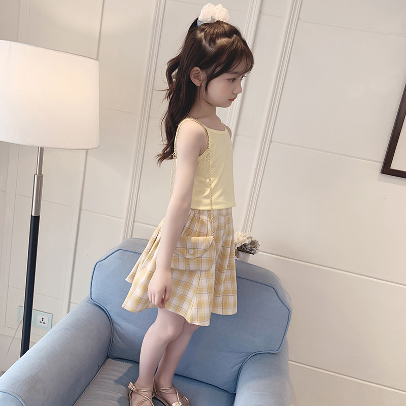 Girls set summer dress foreign gas 2022 new Korean version of the fashion kids camisole children's skirt two-piece set summer