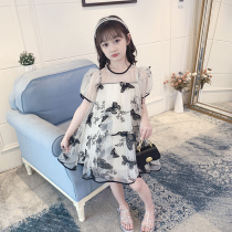 Girl dress summer 2021 new butterfly foreign style white gauze dress girl mesh skirt children princess dress summer dress