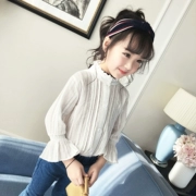 Quần áo trẻ em nữ sơ mi trắng tay dài 2019 thời trang mới trẻ em Phiên bản Hàn Quốc áo sơ mi mùa xuân trẻ em