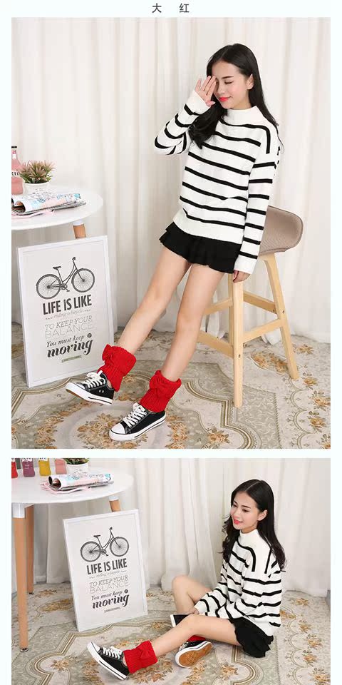 Bow ngắn vớ nữ chân phiên bản Hàn Quốc của mùa thu và mùa đông dày len dệt kim hoang dã vớ vớ vớ vớ quần legging ủng tất nữ