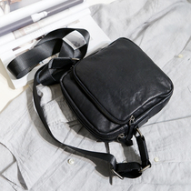 Retro Handmade Bull Leather Single Shoulder Bag Casual Mens Multi-function Commuter Small Stereo Mens Pack