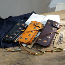 Long chain handset anti-theft retro locomotive rivet leather long wallet personality fashion cowskin wallet male models