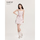 Ouyang Xi <Summer Pink Butterfly> Spring sweet printed suspender skirt A-line, versatile high-waisted slim dress