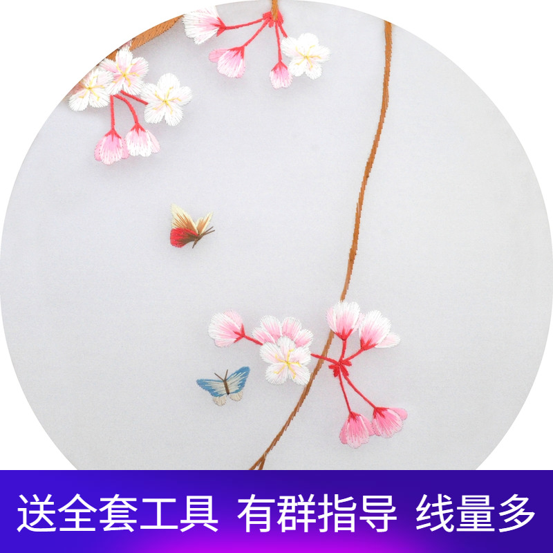 Soda embroidery DIY kit beginning material package without foundation embroidered trace diagram reference hand decoration painting plum