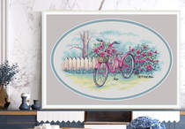 12739 Pink Rose Bicycle Cross Embroidery drawing the source file XSD landscape