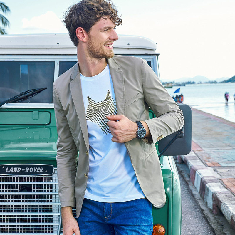 七匹狼 18年秋季新款 单排扣男式休闲西装外套 聚划算双重优惠折后￥339包邮 6色可选