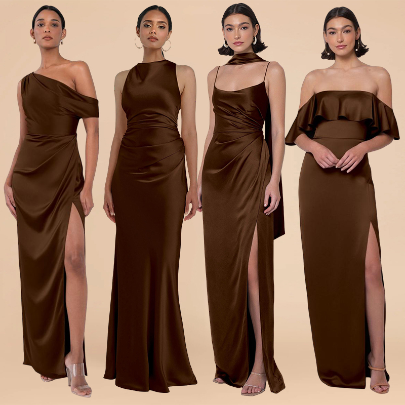 Brown Bridesmaid Dress Satin 2026 New Style High-End Niche Wedding Sister Group Stunning Dress Can Be Worn Casually