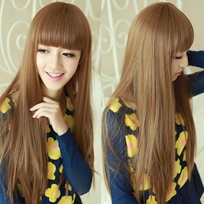 Wig for Women, Long Straight Hair, Natural Full Head, Medium-Long Hair, Collarbone Length, with Side Bangs, Wig Set, Women's Synthetic Hair Wig for Women, Long Straight Hair, Natural Full Head, Medium-Long Hair, Collarbone Length, with Side Bangs, Wig Set, Women's Synthetic Hair
