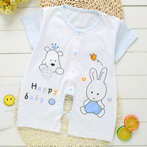 Summer baby short sleeve jumpsuit cotton open file newborn baby children cartoon short sleeve conjoined