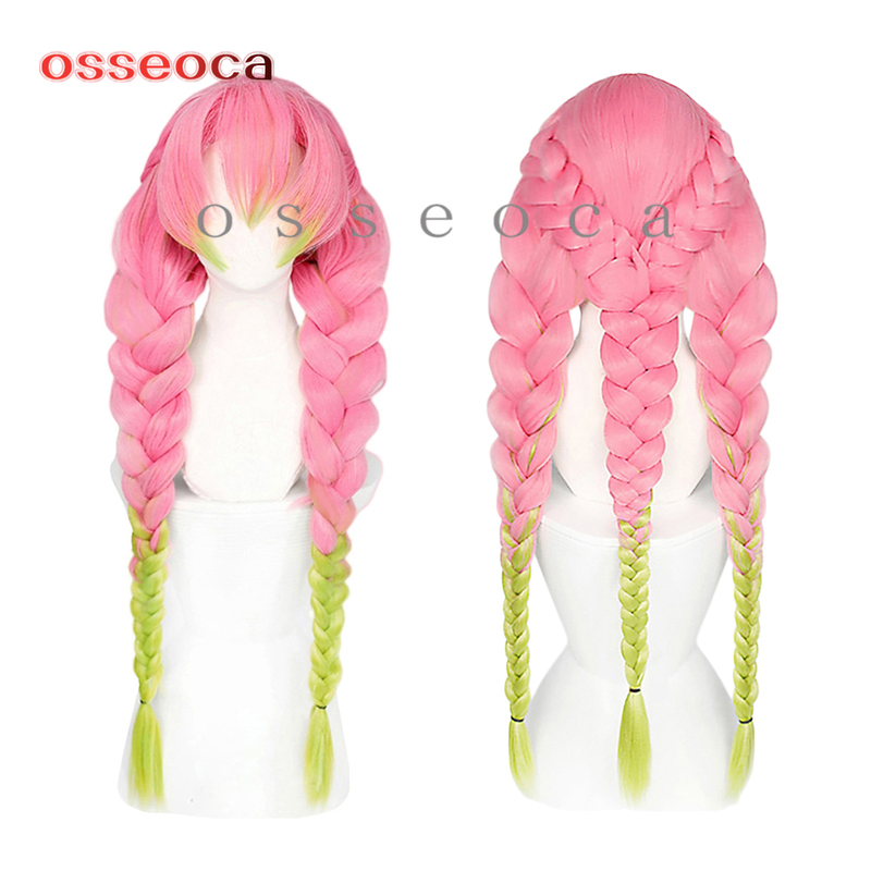 Osseoca Demon Slayer Kanroji Mitsuri Cosplay Wig Gradient Color Extra Thick Braided Hair 600g Osseoca Demon Slayer Kanroji Mitsuri Cosplay Wig Gradient Color Extra Thick Braided Hair 600g