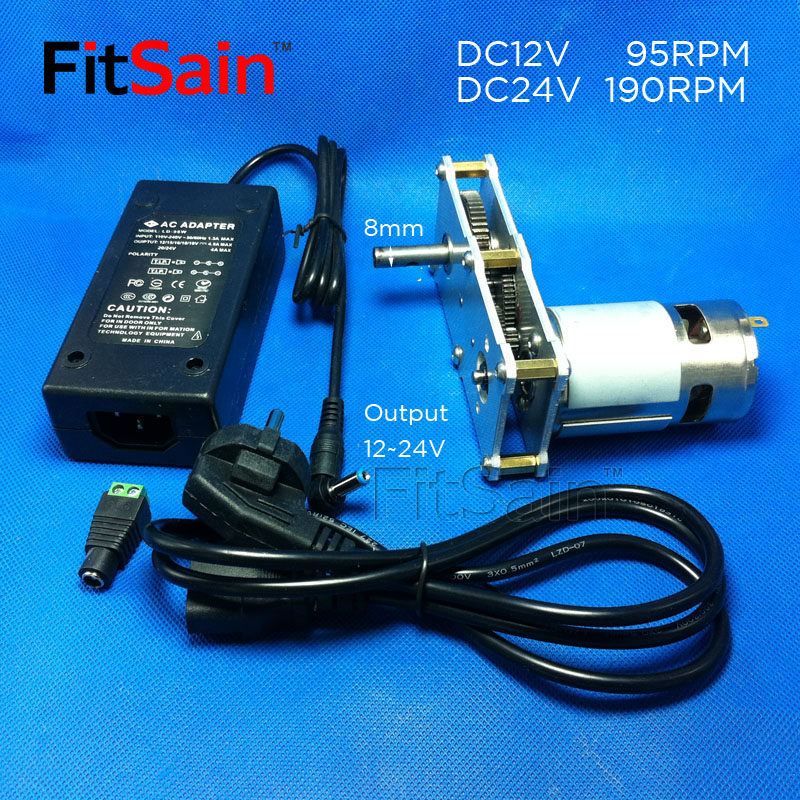 FitSain-large torque reduction gear box 775 motor DC 12-24V 95 95 190 turn alloy gear