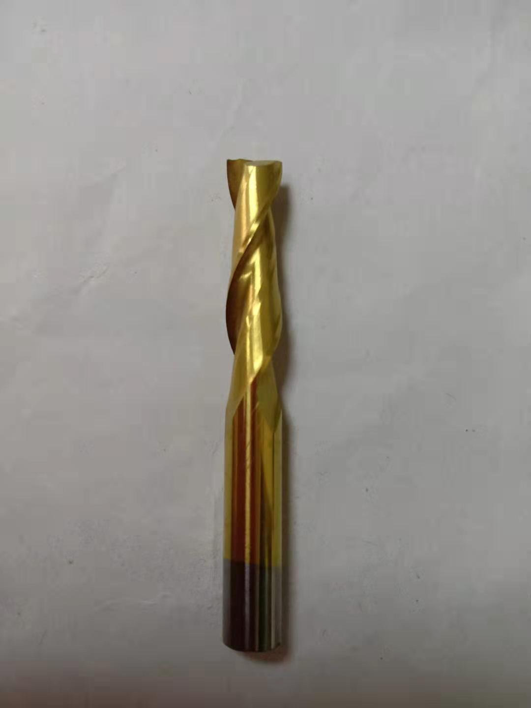 Woodworking tool double-edged spiral solid wood opening tungsten steel alloy coating CNC engraving machine cutting end mill cutter titanium plating