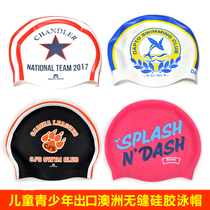 Exported to Australia silicone swimming cap waterproof ear protection no head big hair printing children adults men and women tide brand