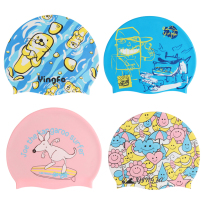 Yingfa new product childrens silicone swimming cap cartoon printing boys and girls long hair swimming cap waterproof and comfortable hair care