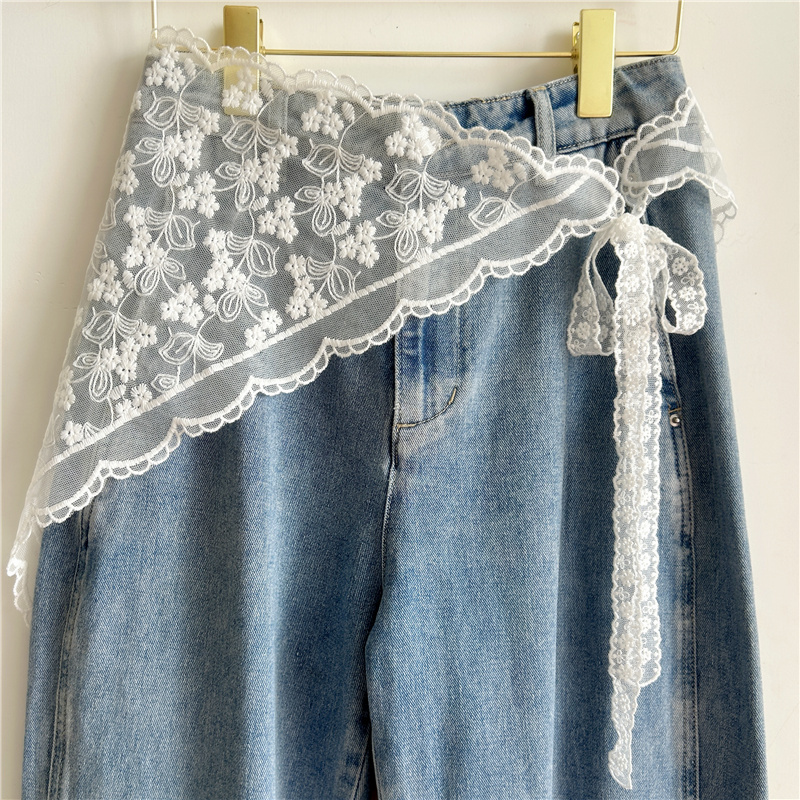 Fashionable Lace Triangle Scarf for Women, Layered with a High-End Belt, Paired with a Skirt, Tassel Waist Scarf, Silk Scarf, Waist Cincher