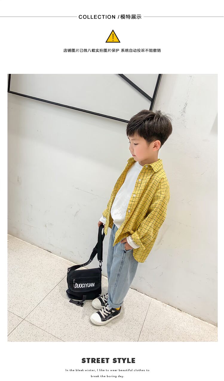 Áo sơ mi kẻ sọc cho bé trai Bộ đồ hai mảnh Áo sơ mi cộng với áo sơ mi Thu mới 2019 cho bé sơ mi - Áo sơ mi đồ cho bé gái