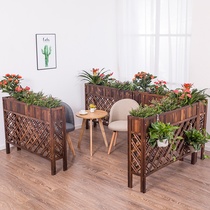 Anti-corrosive wood fence flower pot SIMPLE FENCE OUTDOOR OUTDOOR WOOD FLOWER CASE SOLID WOOD GRID FLOWER SHELF CARBONATED BALCONY DOORWAY