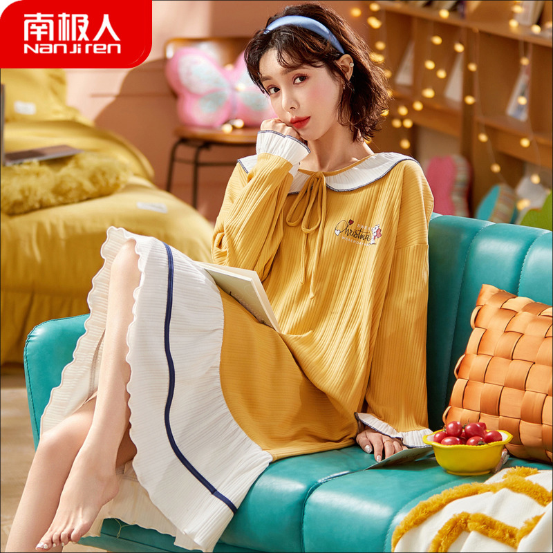 Antarctica 2022 new cotton sleeping dress female spring and autumn long sleeve long sleeve red clothing pregnant woman's pyjamas spring and summer