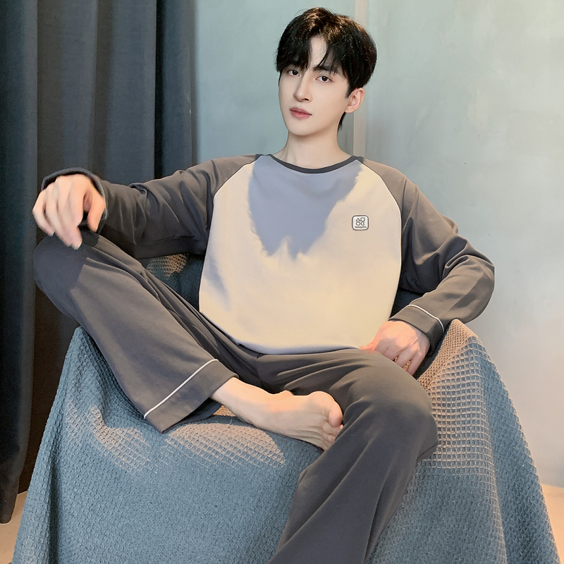 Men's Pajamas That Can Be Worn Outside, Men's Spring and Autumn Long-Sleeved Large Size Pure Cotton 2026 New Spring and Summer Men's Home Wear
