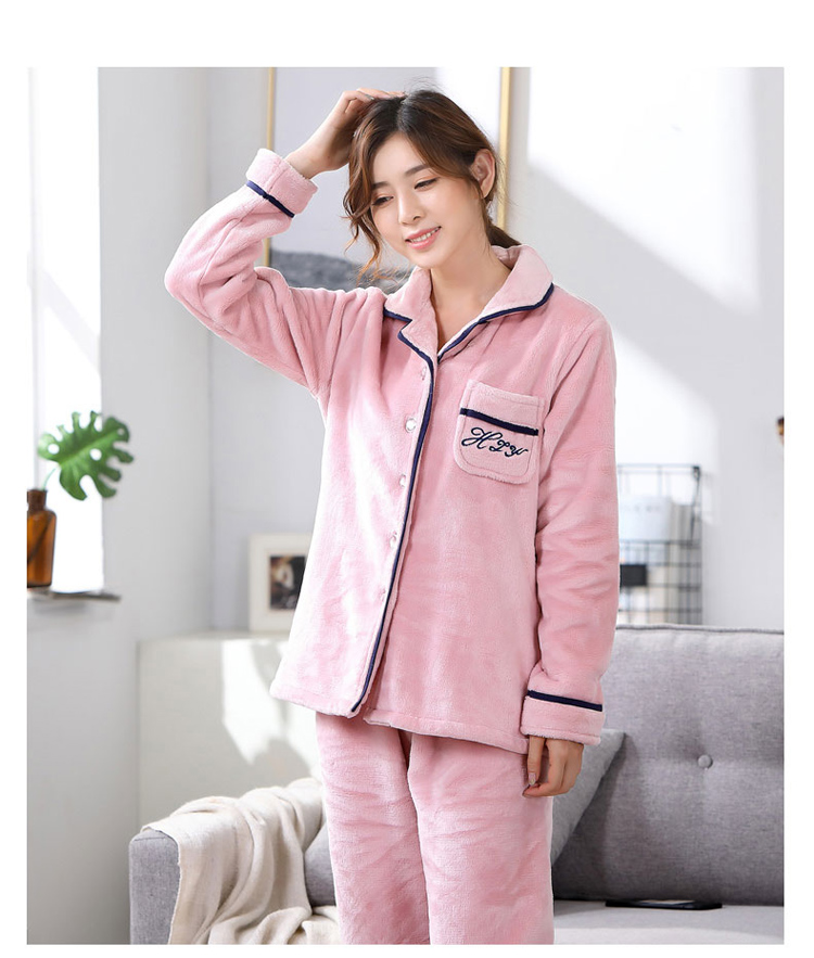 Đồ ngủ nhung san hô cho phụ nữ mùa thu đông đồ ngủ đôi