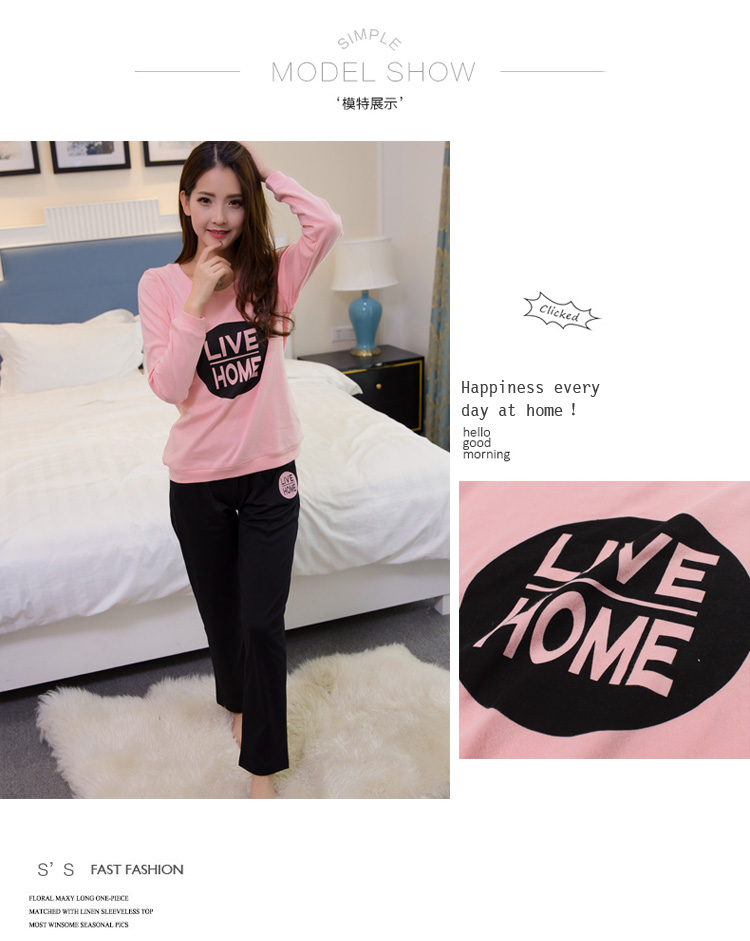 Bộ đồ ngủ dài tay cotton nữ mùa xuân và mùa thu Phiên bản Hàn Quốc có thể được mặc bên ngoài phim hoạt hình thể thao XL phù hợp với dịch vụ nhà mùa hè kiểu đồ bộ đẹp