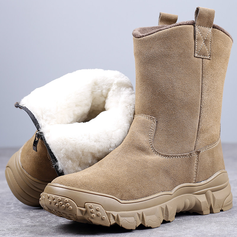 Northeast snow boots men's fur wool boots high-top cotton shoes men's thickened warm and cold-proof boots cotton boots men's winter
