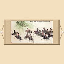 Tang peoples polo map five-foot banner scroll horse riding maid figure soft frame Chinese painting painting Peng Guangcheng