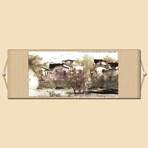 Water Township Autumn Deep Five Feet Banner Scroll Jiangnan Architecture Landscape Scenery Soft Framed Chinese Painting of Liu Maoshan