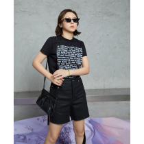 Z boss geometric split side slim design sense shorts a split casual high waist coated denim shorts women