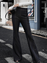 Z boss open thread sewing rotating cone three-dimensional flared pants female dark blue denim two-color autumn and winter trousers female