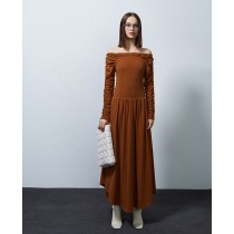 Z boss two wear collar slim dress fashion retro design wind wrinkled one collar arc v dress women