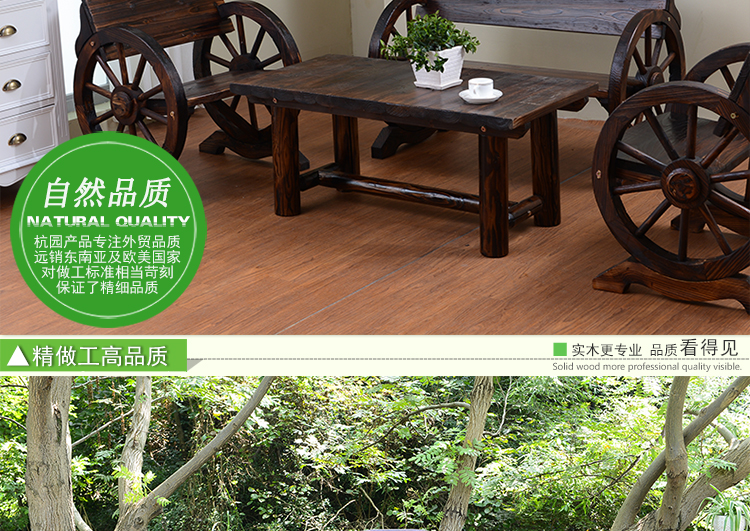 Gỗ carbonized chất bảo quản gỗ Bàn ghế giải trí Bàn ghế bar Đồ gỗ ngoài trời Bàn và bánh xe ba bánh - Bàn ghế ngoài trời / sân bộ bàn ghế cafe ngoài trời