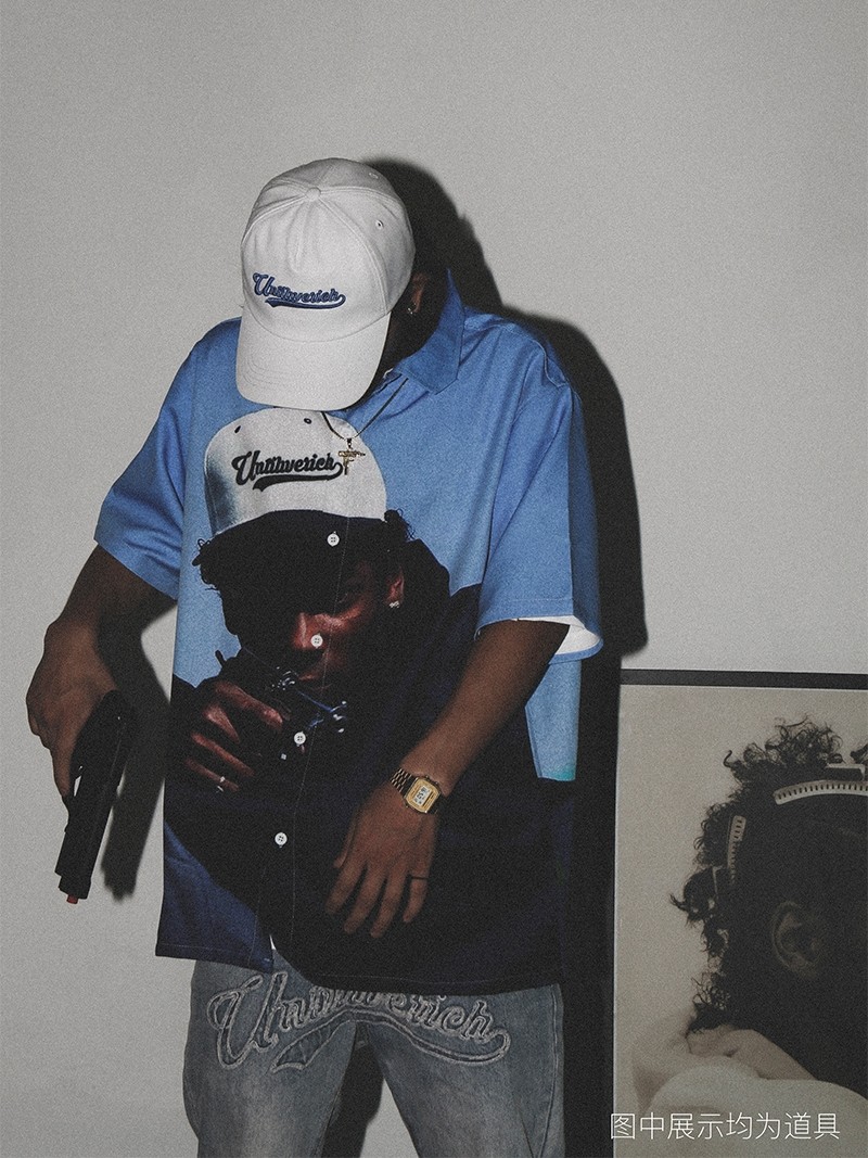 UNTILWERICH21 Summer American street Hip Hop snoop dogg print short sleeve shirt niche couple