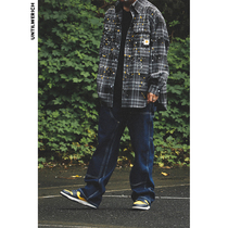  UNTILWERICH PLAID LONG-SLEEVED 21 AUTUMN NEW SPLASHING INK SHIRT MENS TIDE LOOSE COLLEGE STYLE CASUAL SHIRT