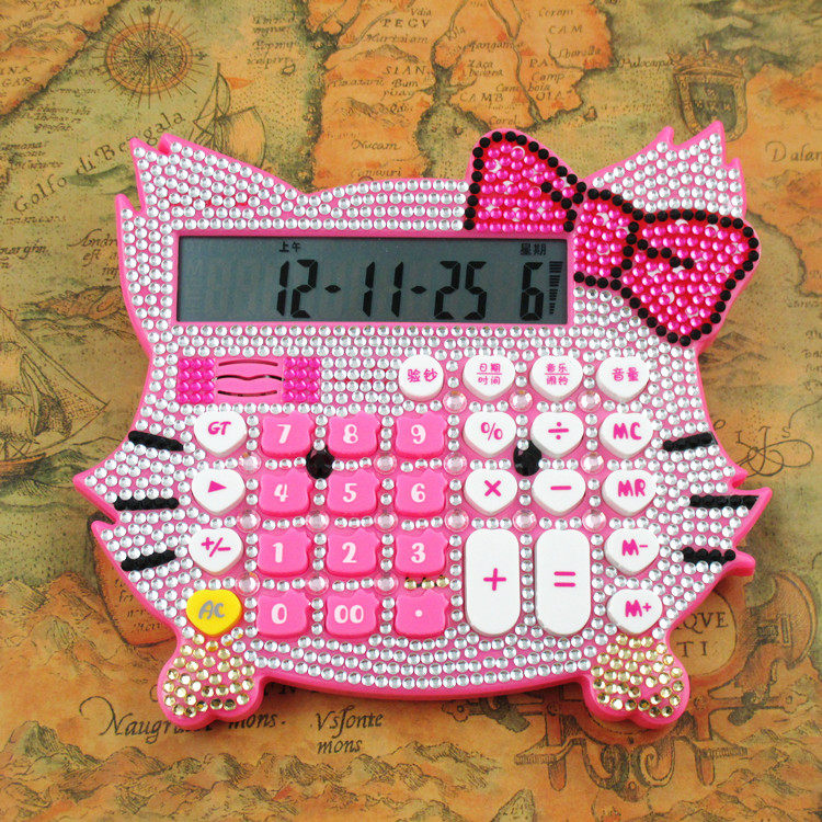 KittyHello Sticker with Time Drilling Cartoon Calculator Cute Calculator